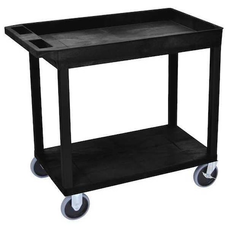 Luxor Cart, 1 Tub 1 Flat Shelf, 18"x32", High Density Polyethylene (Shelf)/Polyvinyl Chloride (Leg), 18" W EC12HD-B