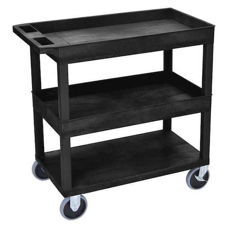 Luxor High Capacity, (2) Tubs, 1 Flat Shelf Cart, 500 lb. Load Capacity, 3 Shelves, 35-1/4" L, 18" W EC112HD-B