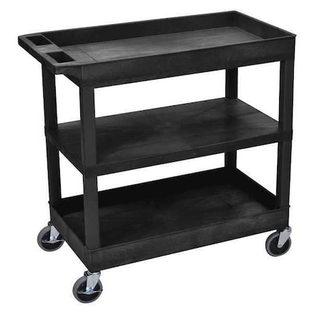 Luxor Cart (2)Tub, with 1 Flat Shelf, 18"x32", High Density Polyethylene (Shelf), Polyvinyl Chloride (Leg) EC121-B
