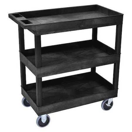 Luxor Tub Shelf Cart, High Density Polyethylene (Shelf)/Polyvinyl Chloride (Leg), 500 lb Load Capacity EC111HD-B
