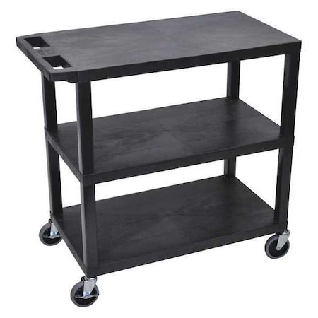 Luxor Cart, (3) Flat Shelves, 18"x32", High Density Polyethylene (Shelf), Polyvinyl Chloride (Leg), 18" W EC222-B