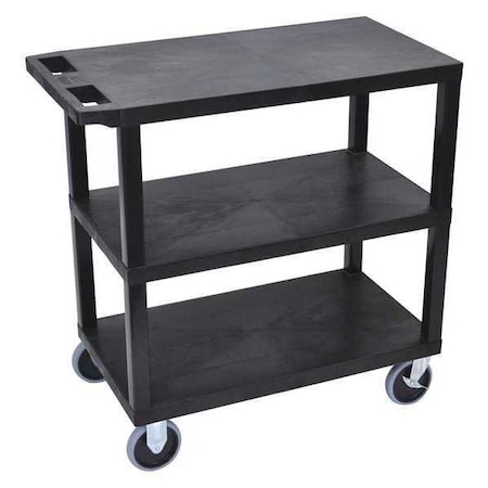 Luxor Cart, (3) Flat Shelves, 18"x32", High Density Polyethylene (Shelf), Polyvinyl Chloride (Leg), 18" W EC222HD-B