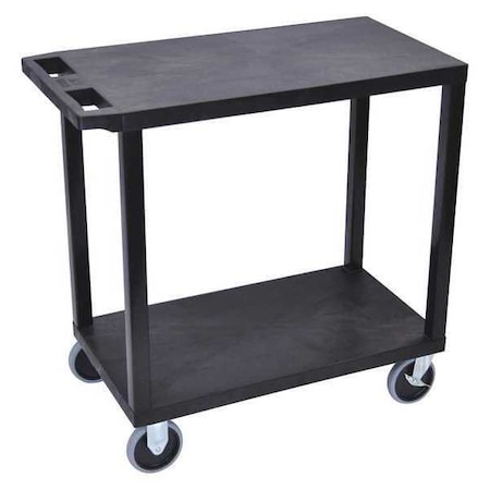 Luxor Cart, (2) Flat Shelves, 18"x32", High Density Polyethylene (Shelf), Polyvinyl Chloride (Leg), 18" W EC22HD-B
