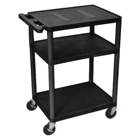 Luxor AV Cart - 34"H  - Three Shelves - Black LE34-B