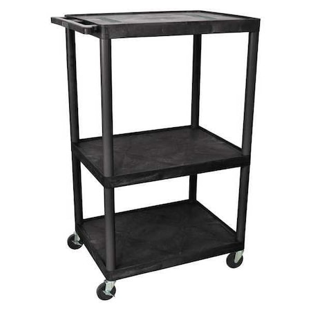 Luxor AV Cart - 54"H AV Cart - Three Shelves - Black LE54-B