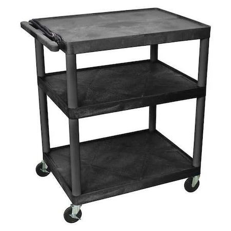 Luxor Shelf Cart, Molded Plastic (Shelf), 400 lb Load Capacity, 3 Shelves LP40E-B