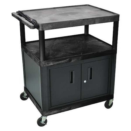 Luxor Shelf Cart, Molded Plastic (Shelf), 20 ga. Steel (Cabinet), 400 lb. Load Capacity, 3 Shelves, 32" L LP40CE-B