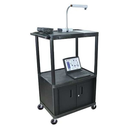 Luxor Shelf Cart, Molded Plastic (Shelf)/20 ga. Steel (Cabinet), 400 lb Load Capacity, 3 Shelves, 32" L LP54CE-B