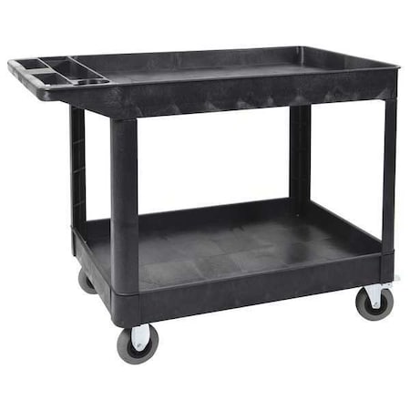 Luxor Utility Cart, (2) Shelf, Heavy Duty, SP5, High Density Polyethylene, 500 lb. Load Capacity, 2 Shelves XLC11SP5-B