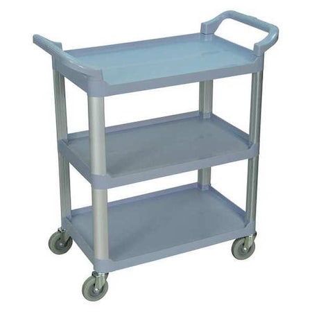 Luxor Serving Cart, (3) Shelves, Polypropylene (Shelf)/Aluminum (Upright), 200 lb Load Capacity, 3 Shelves SC12-G