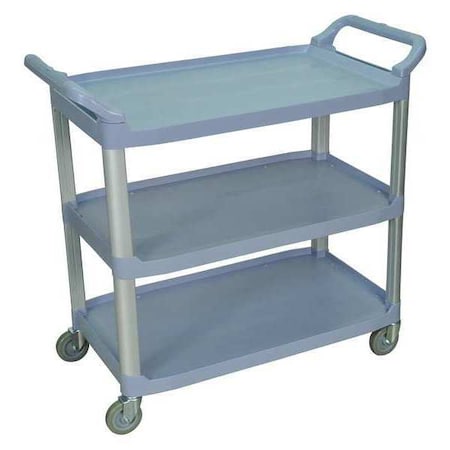 Luxor Serving Cart, (3) Shelf, L, Polypropylene (Shelf), Aluminum (Upright), 300 lb. Load Capacity SC13-G