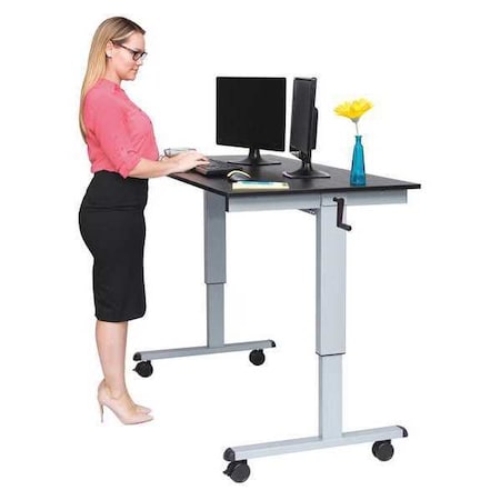 Luxor 60" High Speed Crank Adjustable Stand Up Desk - Silver / Black STANDCF60-AG/BO