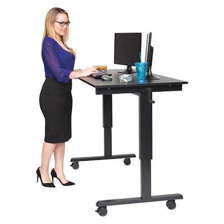 Luxor 60" High Speed Crank Adjustable Stand Up Desk - Black / Black Oak STANDCF60-BK/BO