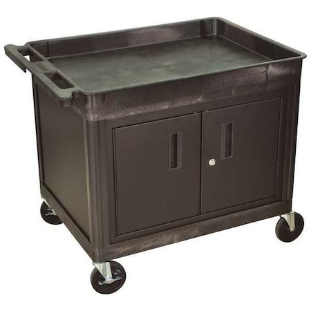 Luxor Utility Cart - Large Top Tub and Flat Bottom Shelf Cart with Cabinet TC12C-B