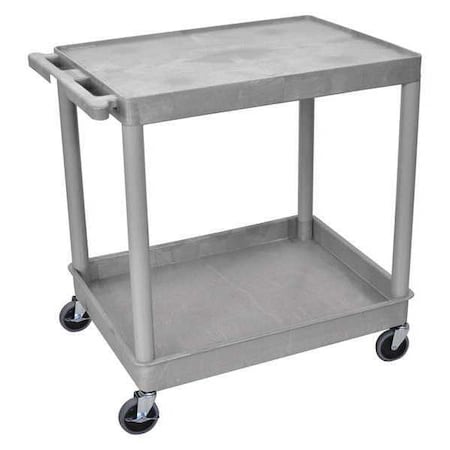 Luxor Utility Cart - Large Flat-Top and Tub-Bottom Shelf Cart - Gray TC21-G