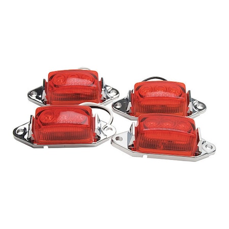 Roadpro LED Clearance/Marker Lights, Red, 1.75x1 RP-1445R/4P