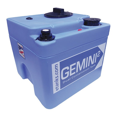 Peabody Engineering GeminiDual Containment Storage Tank, Double Wall, Square, LDPE 1.5, Blue, 5 Gal 01-31922
