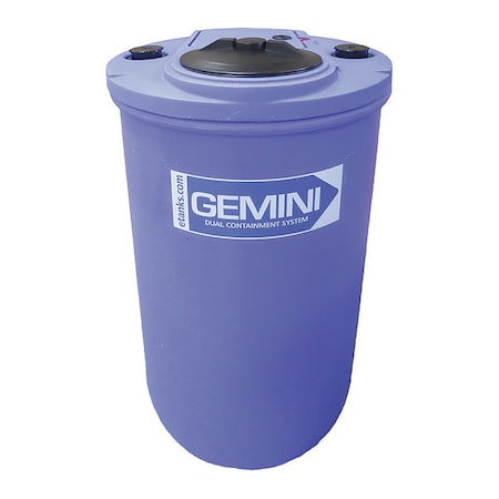 Peabody Engineering Storage Tank, Double Wall Vertical, LDPE 1.9, Blue, 40 Gal Flat 01-29774
