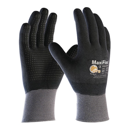 Pip Coated Gloves, Foam Nitrile, Dotted, Palm, 3 Abrasion Level, Gray, L (9) 12 PK 34-846/L