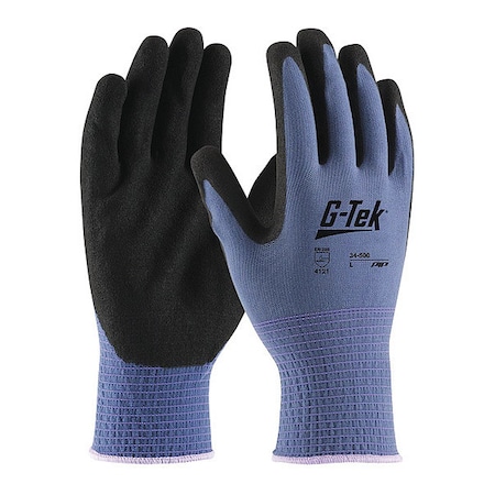 Pip Coated Gloves, Microporous Nitrile, Foam, Palm, 2 Abrasion Level, Blue/Black, XL (10) 12 PK 34-500/XL