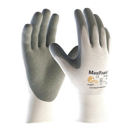 Pip Coated Gloves, Foam Nitrile, Foam, Palm, 2 Abrasion Level, White/Gray, M (8) 12 PK 34-800/M