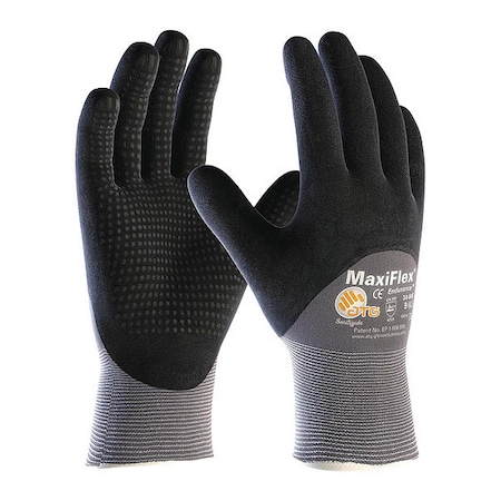Pip Coated Gloves, Foam Nitrile, Dotted, Palm, 4 Abrasion Level, Gray, 2XL (11) 12 PK 34-845/XXL