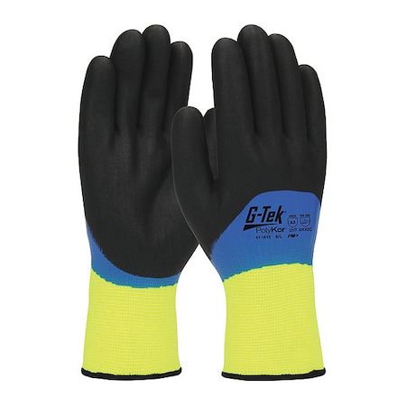 Pip Hi-Vis Cold Protection Coated Gloves, Nitrile Foam Palm, Acrylic Terry/PolyKor Yarn Lining, M 41-1415/M