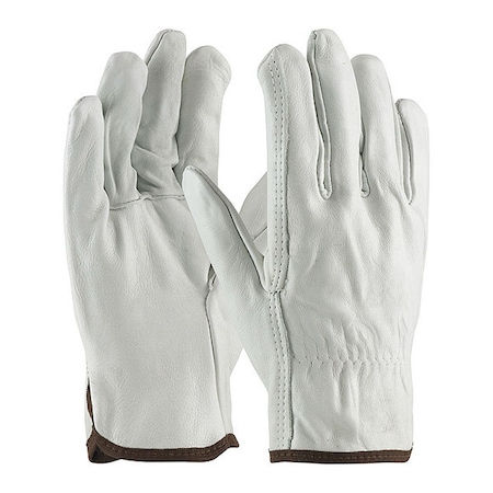Pip Leather Drivers Gloves, Cowhide, Shirred Slip-On, Straight Thumb, Gunn Cut, Gray, L 12 PK 68-101/L
