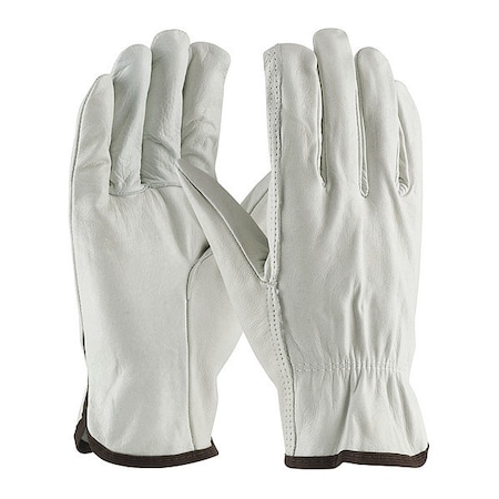 Pip Leather Drivers Gloves, Cowhide Drivers, Shirred Slip-On, Straight Thumb, Gunn Cut, Gray, L 12 PK 68-103/L