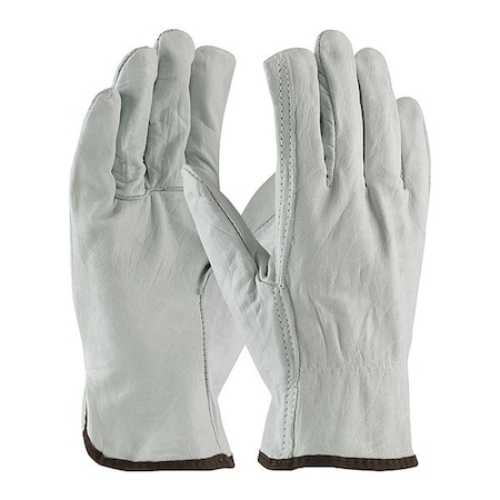 Pip Leather Drivers Gloves, Cowhide, Shirred Slip-On, Straight Thumb, Gunn Cut, Gray, 2XL 12 PK 68-105/XXL