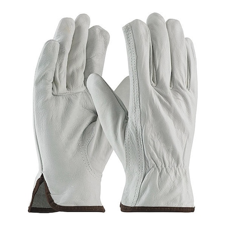 Pip Leather Drivers Gloves, Cowhide, Shirred Slip-On, Keystone Thumb, Gunn Cut, Gray, L 12 PK 68-162/L
