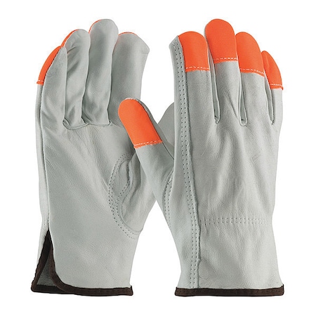 Pip Leather Drivers Gloves, Cowhide, Shirred Slip-On, Keystone Thumb, Gunn Cut, Gray, XL 12 PK 68-163HV/XL