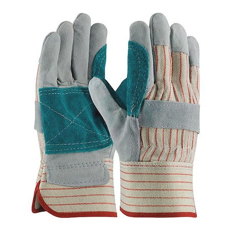 Pip Leather Palm Gloves, Cowhide, Safety Cuff, Wing Thumb, Full Finger, Gray, XL, 12 PK 85-7512J/XL