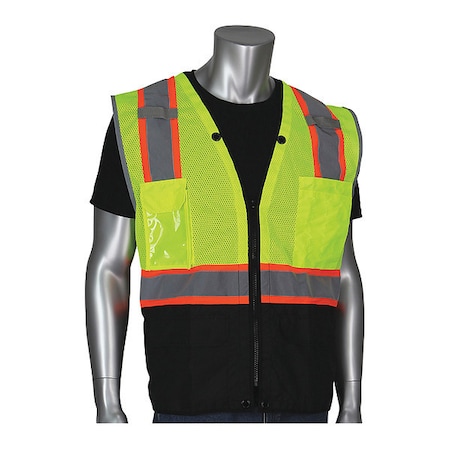 Pip Hi-Vis Vest, Bk Bottom Ripstop, Lime Yl, M 302-0650D-LY/M