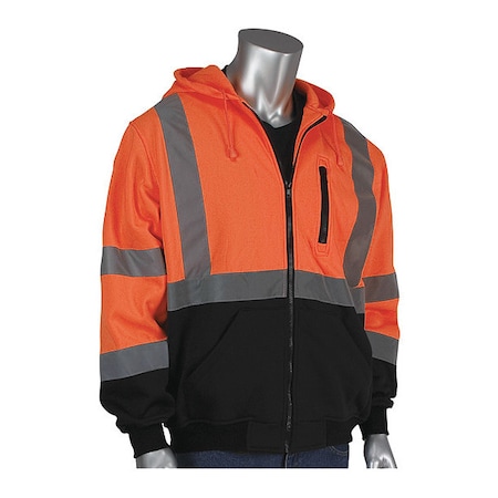 Pip High Visibility Front Zip Sweatshirt, R, Fleece, Orange, L 323-1370B-OR/L