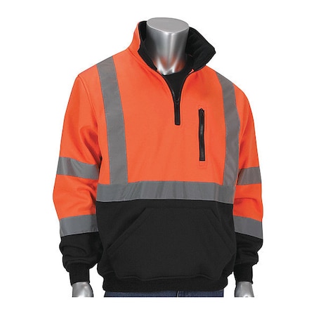 Pip High Visibility 1/4 Zip Sweatshirt, R3, R3, Fleece, Orange, XL 323-1330B-OR/XL