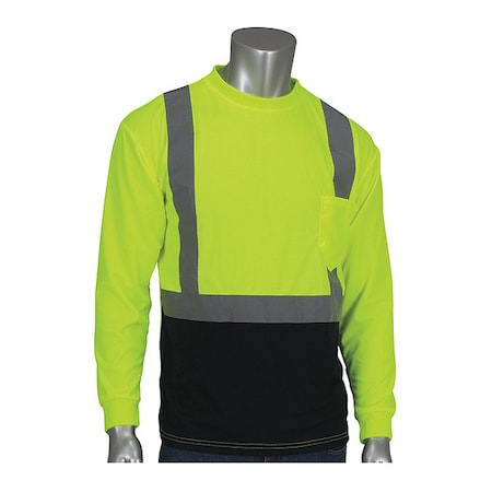 Pip Hi-Visibility Shirt, Long Sleeve, 2, R2, 100% Polyester Birdseye Mesh, Lime, 2X 312-1350B-LY/2X
