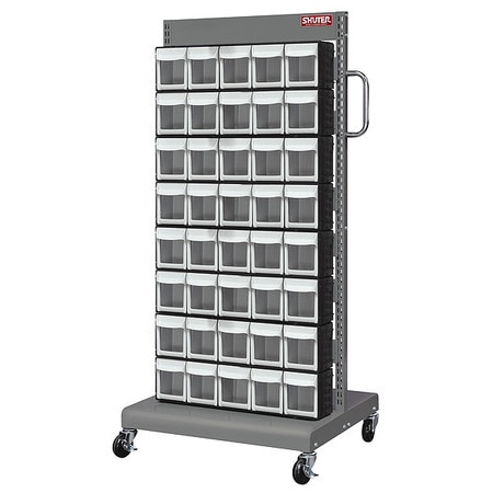 SHUTER Mobile Parts Cart, FO305 1, Sided 40 Tip Out Bins 1010546