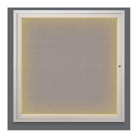 United Visual Products Crkboard, Lght, Fbrc, 1 Dr, Satin/Prl, 36x36" UV302ILED-SATIN-PEARL