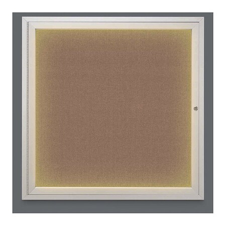 United Visual Products Corkboard, Lght, Fbrc, 1 Dr, Stn/Pumc, 36x36" UV302ILED-SATIN-PUMICE