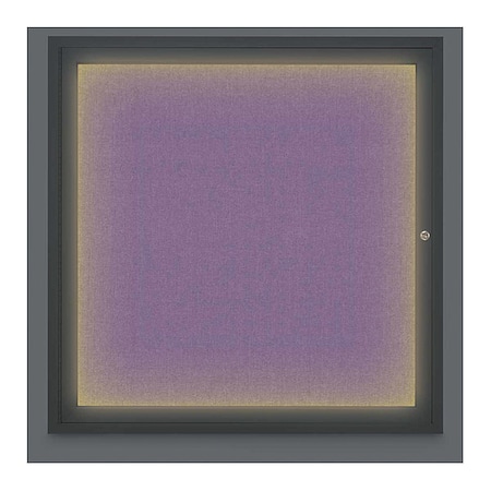 United Visual Products Corkboard, Lght, Fbrc1 Dr, 36x36", Blk/Amthy UV302ILED-BLACK-AMETHY