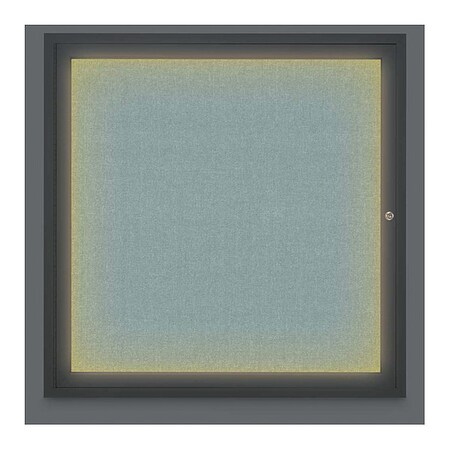 United Visual Products Corkboard, Lighted, Fbrc, Black, 1 Dr, 36x36" UV302ILED-BLACK-CLOUD
