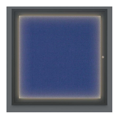 United Visual Products Corkboard, Lighted, Fbrc, Blck, 1 Dr, 36x36" UV302ILED-BLACK-COBACC