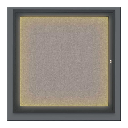 United Visual Products Corkboard, Lighted, Forbo, Blk, 1 Dr, 36x36" UV302ILED-BLACK-PEARL