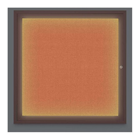 United Visual Products Corkboard, Lighted, Fbrc, Brnz, 1 Dr, 36x36" UV302ILED-BRONZE-APRICOT