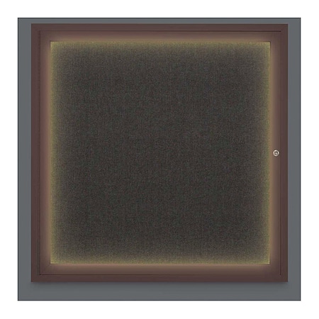 United Visual Products Corkboard, Lighted, Fbric, Brnz, 1 Dr, 36x36" UV302ILED-BRONZE-BLACK