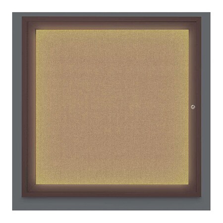 United Visual Products Corkboard, Lighted, Fbric, Brnz, 1 Dr, 36x36" UV302ILED-BRONZE-BUFF