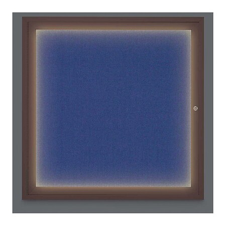 United Visual Products Corkboard, Lighted, Fbrc, Brnz, 1 Dr, 36x36" UV302ILED-BRONZE-COBACC