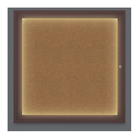 United Visual Products Corkboard, Lighted, Forbo, Brnz, 1 Dr, 36x36" UV302ILED-BRONZE-FORBO