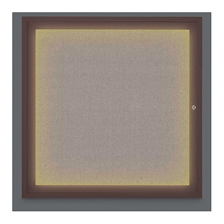 United Visual Products Corkboard, Lighted, Fbrc, Brnze, 1 Dr, 36x36" UV302ILED-BRONZE-PEARL